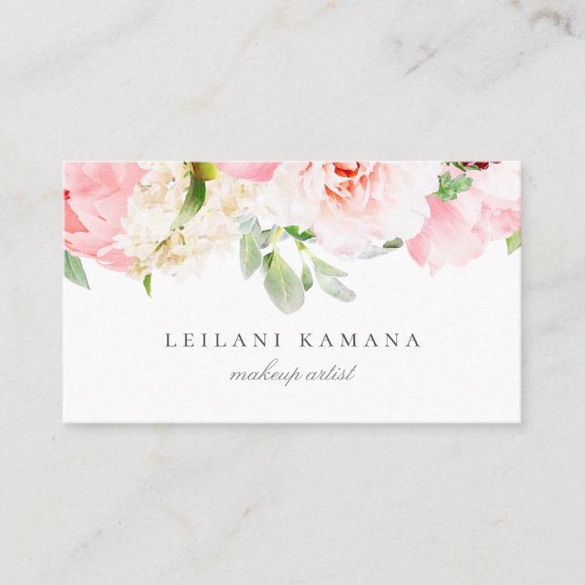 Tarjeta De Visita Elegante floral rosa Rubor (Anverso)
