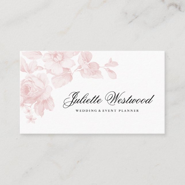 Tarjeta De Visita Elegante floral Rubor Pink (Anverso)