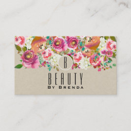 Tarjeta De Visita Elegante Floral Rústico Chic Kraft Glam Personaliz