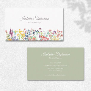 Tarjeta De Visita Elegante Floral Silvestre Acuarela Moderna