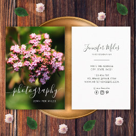 Tarjeta De Visita Elegante Floral Simple Fotografía Minimalista