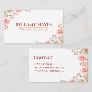 Tarjeta De Visita Elegante Floral suave acuarela Beige Moderno