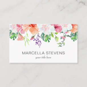 Tarjeta De Visita Elegante floral tropical