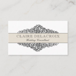 Tarjeta De Visita Elegante Floral Vintage   Champagne Tan
