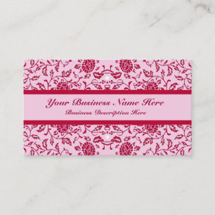 Tarjeta De Visita Elegante florido Damasco rosa y Rojo