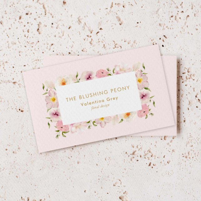 Tarjeta De Visita Elegante florista Boda floral rosa (Blush Floral Florist Business Card)