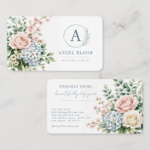 Tarjeta De Visita Elegante Florista de Bodas con Acuarela