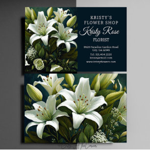 Tarjeta De Visita Elegante florista de flores de lirio blanco
