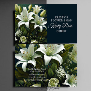 Tarjeta De Visita Elegante florista de flores de lirio blanco