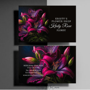 Tarjeta De Visita Elegante florista de flores Fuchsia Red Burgundy L
