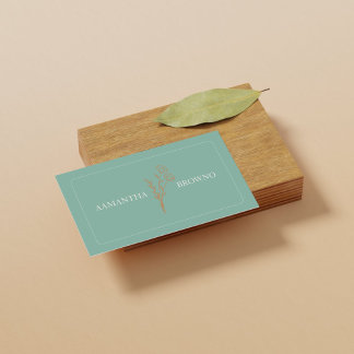 Tarjeta De Visita Elegante Florista enmarcado en beige verde