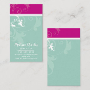 Tarjeta De Visita ELEGANTE follaje verde elegante menta de color pas