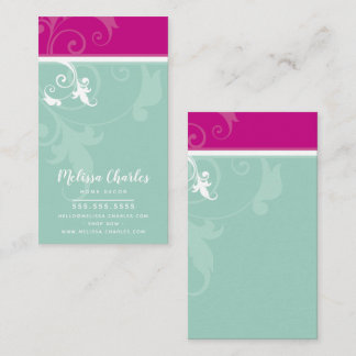 Tarjeta De Visita ELEGANTE follaje verde elegante menta de color pas