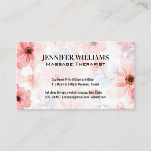 Tarjeta De Visita Elegante fondo de flores azules y rosadas