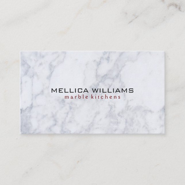 Tarjeta De Visita Elegante fondo de Piedra de Mármol Blanco (Anverso)