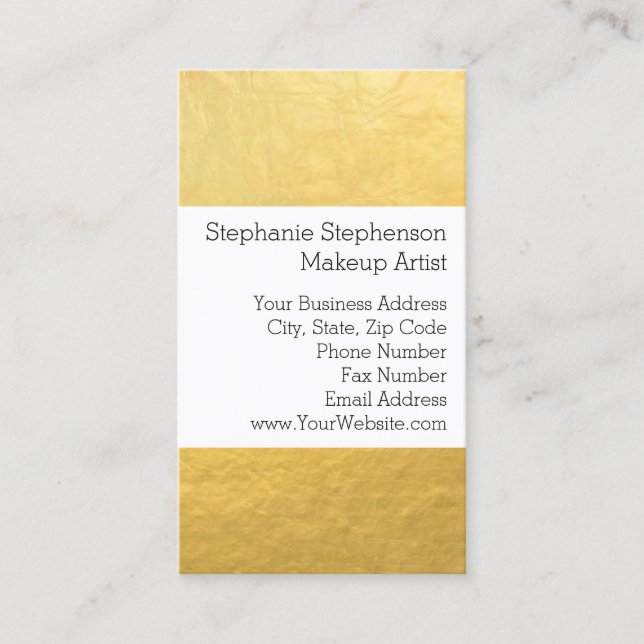 Tarjeta De Visita Elegante fondo simple con efecto de lámina de oro (Anverso)