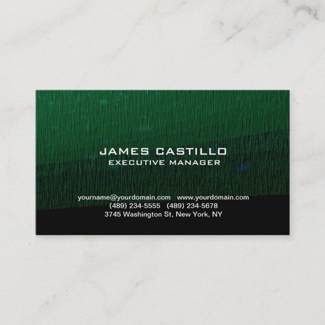 Tarjeta De Visita Elegante Fondo Verde Moderno Profesional (Anverso)