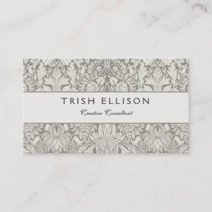 Tarjeta De Visita elegante formal brocado de encaje damasco blanco