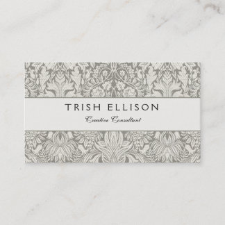 Tarjeta De Visita elegante formal brocado de encaje damasco blanco