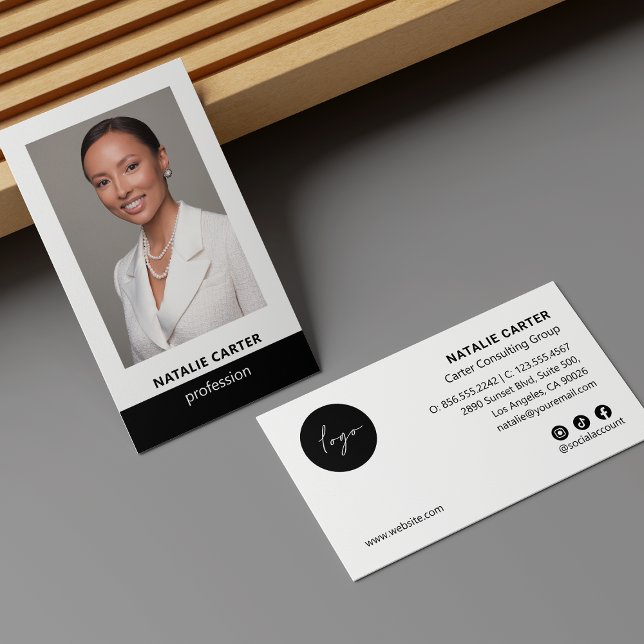 Tarjeta De Visita Elegante foto de retrato, logo e iconos sociales N (Subido por el creador)