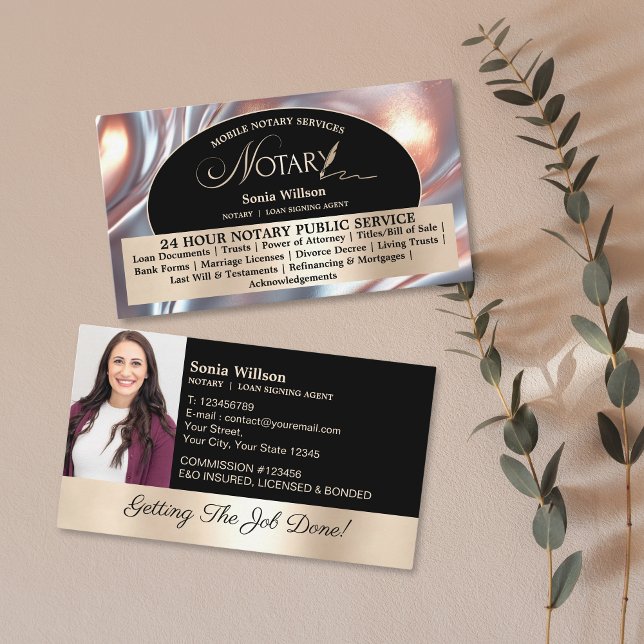 Tarjeta De Visita Elegante foto del agente de firma de notario móvil (Subido por el creador)