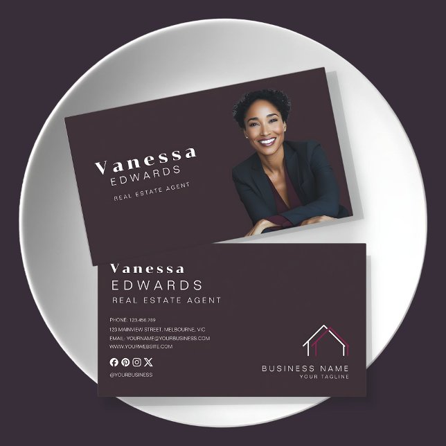 Tarjeta De Visita Elegante foto del agente inmobiliario (Subido por el creador)