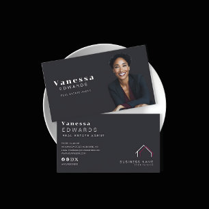 Tarjeta De Visita Elegante foto del agente inmobiliario