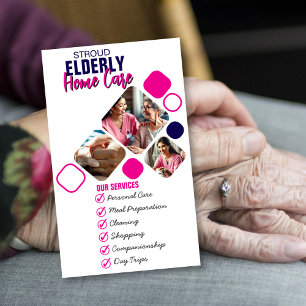 Tarjeta De Visita Elegante foto del cuidador Diseño gris y azul