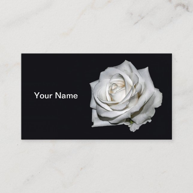 Tarjeta De Visita Elegante foto floral de rosa blanca (Anverso)