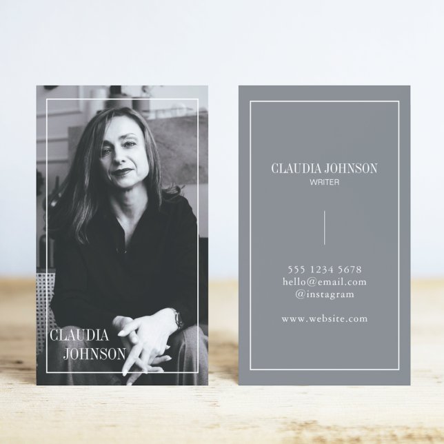 Tarjeta De Visita Elegante foto limpia guión blanco y negro (Subido por el creador)