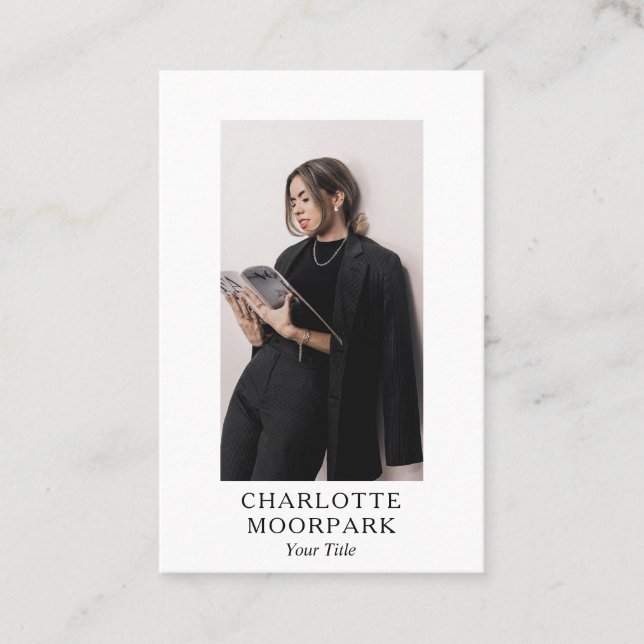 Tarjeta De Visita Elegante foto Minimalista moderna (Anverso)