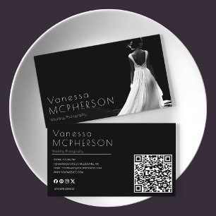 Tarjeta De Visita Elegante fotografía Boda en blanco y negro