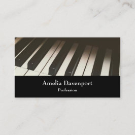 Tarjeta De Visita Elegante fotografía de Piano Blanco y Negro