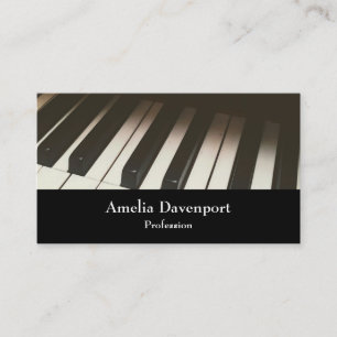 Tarjeta De Visita Elegante fotografía de Piano Blanco y Negro