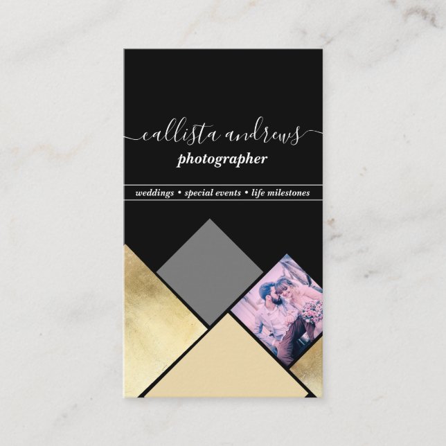 Tarjeta De Visita Elegante fotografía moderna de Collage de fotos de (Anverso)