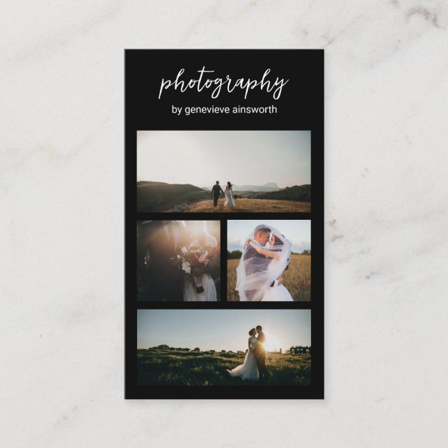 Tarjeta De Visita Elegante fotografía moderna de Collage de fotos ne (Anverso)