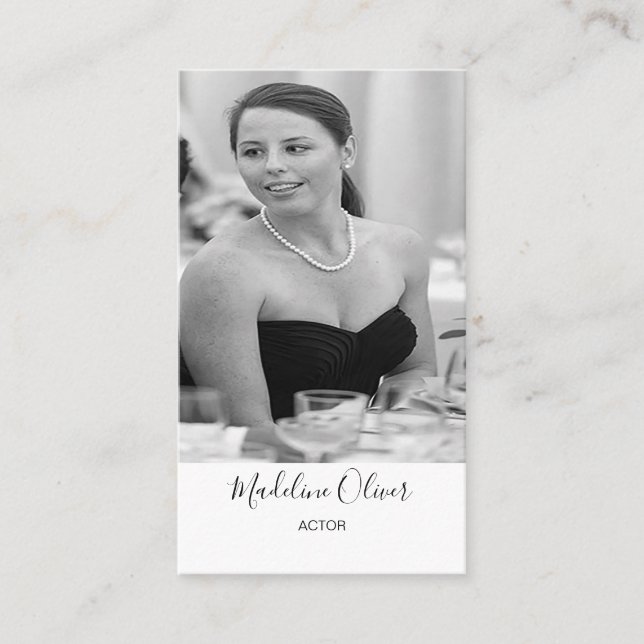 Tarjeta De Visita Elegante Fotografía personal Elegante Blanco Negro (Anverso)