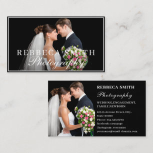 Tarjeta De Visita Elegante fotógrafo Boda de 2 Collages de fotos neg