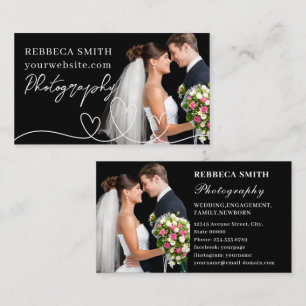 Tarjeta De Visita Elegante fotógrafo Boda del corazón 2 Collages de 