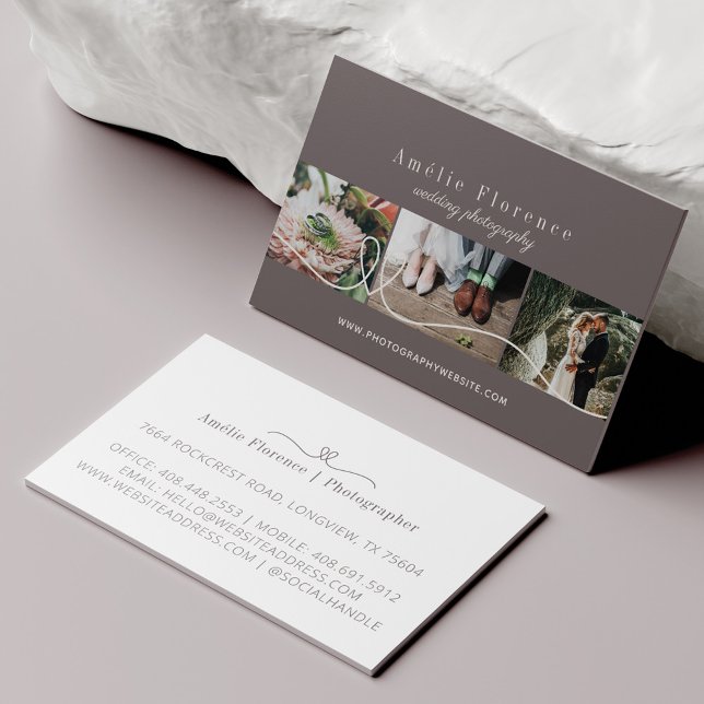 Tarjeta De Visita Elegante fotógrafo Boda del corazón 3 Collages de  (Subido por el creador)