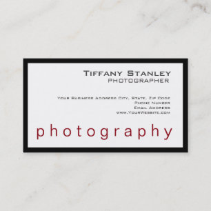 Tarjeta De Visita Elegante fotógrafo de moda blanca con marco negro