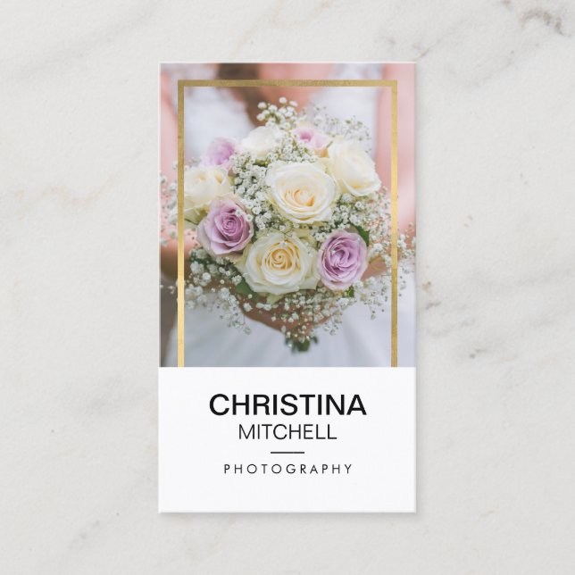 Tarjeta De Visita Elegante fotógrafo Faux Gold Frame (Anverso)