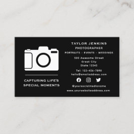 Tarjeta De Visita Elegante fotógrafo independiente de cámara de medi