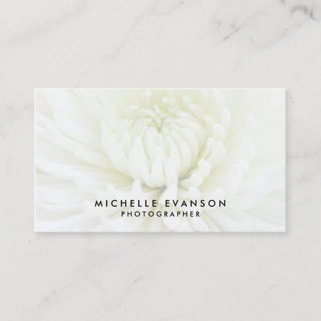 Tarjeta De Visita Elegante fotógrafo profesional de overlay blanco (Anverso)