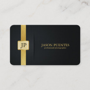 Tarjeta De Visita Elegante fotógrafo profesional en negro y oro