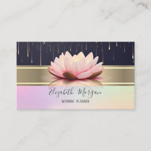 Tarjeta De Visita Elegante franja de oro moderna Lotus Drips