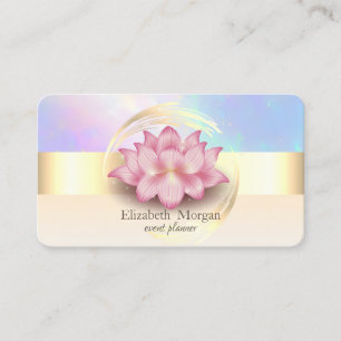 Tarjeta De Visita Elegante franja de oro moderna lotus holográfica