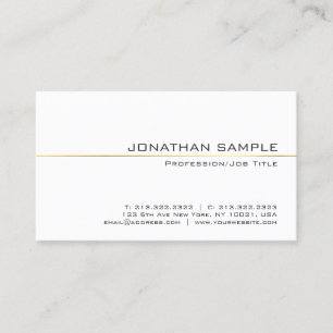 Tarjeta De Visita Elegante Franja de Oro Simple Lujo Profesional