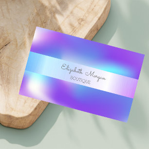 Tarjeta De Visita Elegante Franja de Plata Moderna, Holográfico Ombr