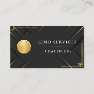 Tarjeta De Visita Elegante franja dorada Logo Chófer Conductor QR 